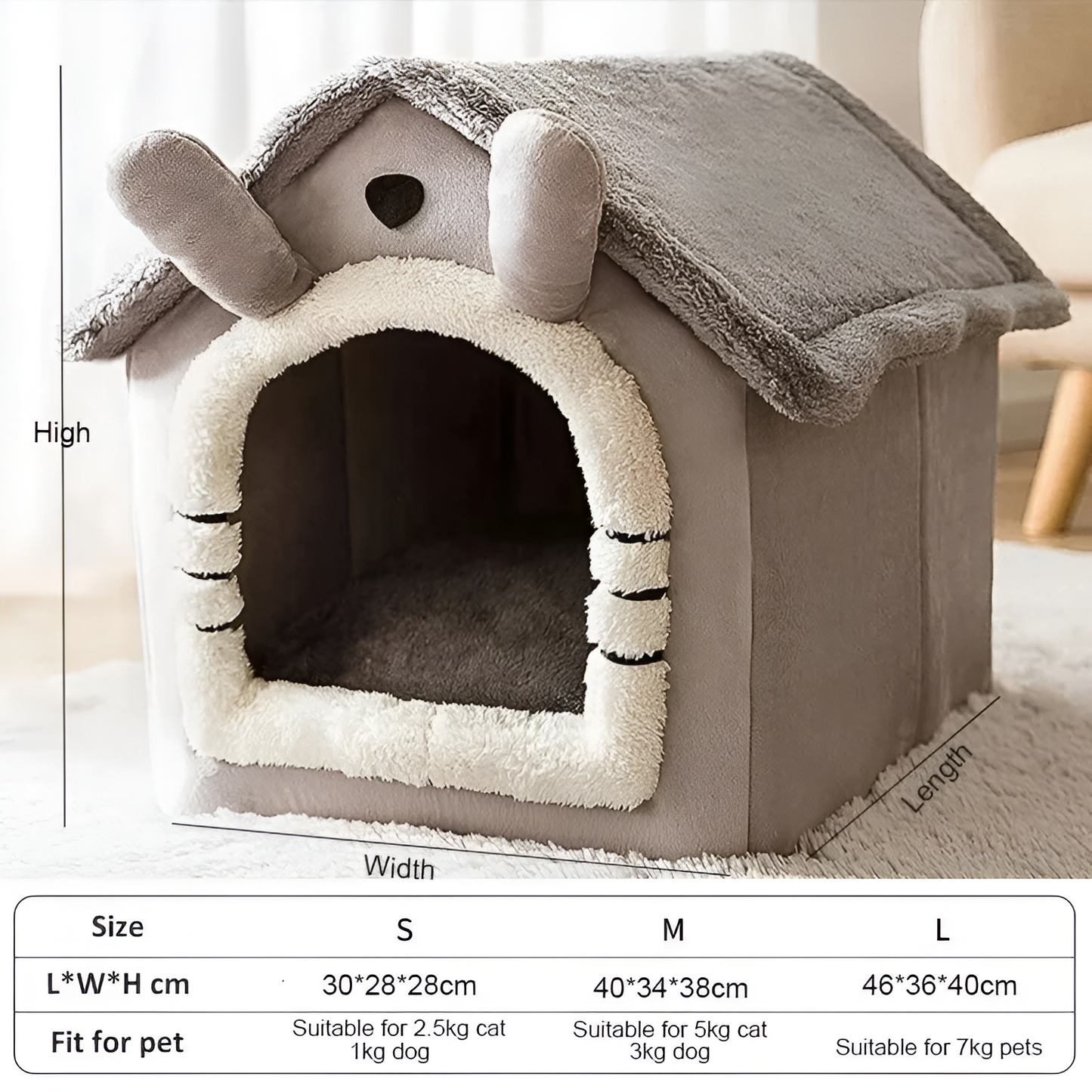 Cozy Indoor Pet House – Soft Tent Bed with Removable Cushion for Dogs & Cats (All Sizes)