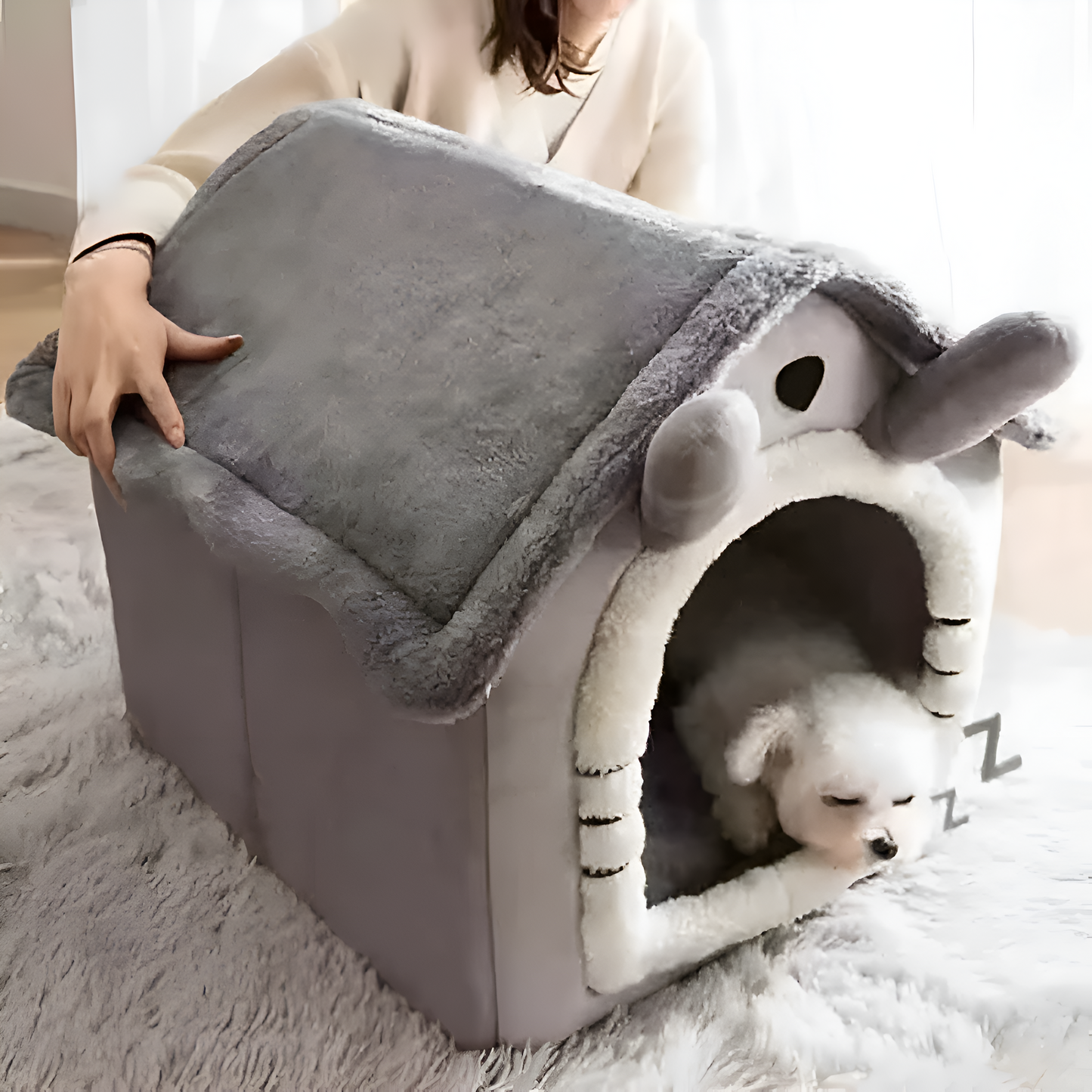 Cozy Indoor Pet House – Soft Tent Bed with Removable Cushion for Dogs & Cats (All Sizes)